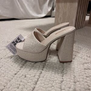 Larroude Dolly Mule Platform in Natural Raffia